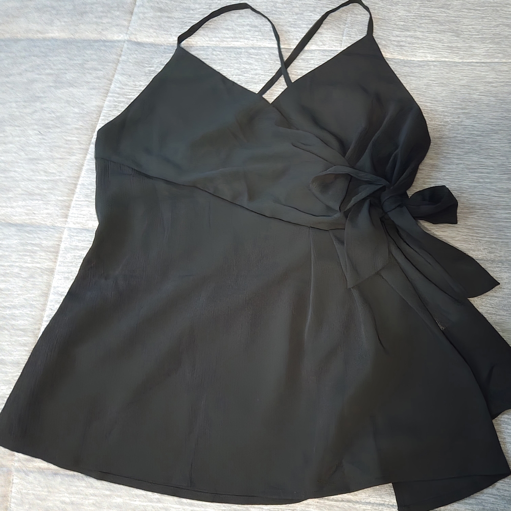 Chic Black Women's Wrap Tank Top